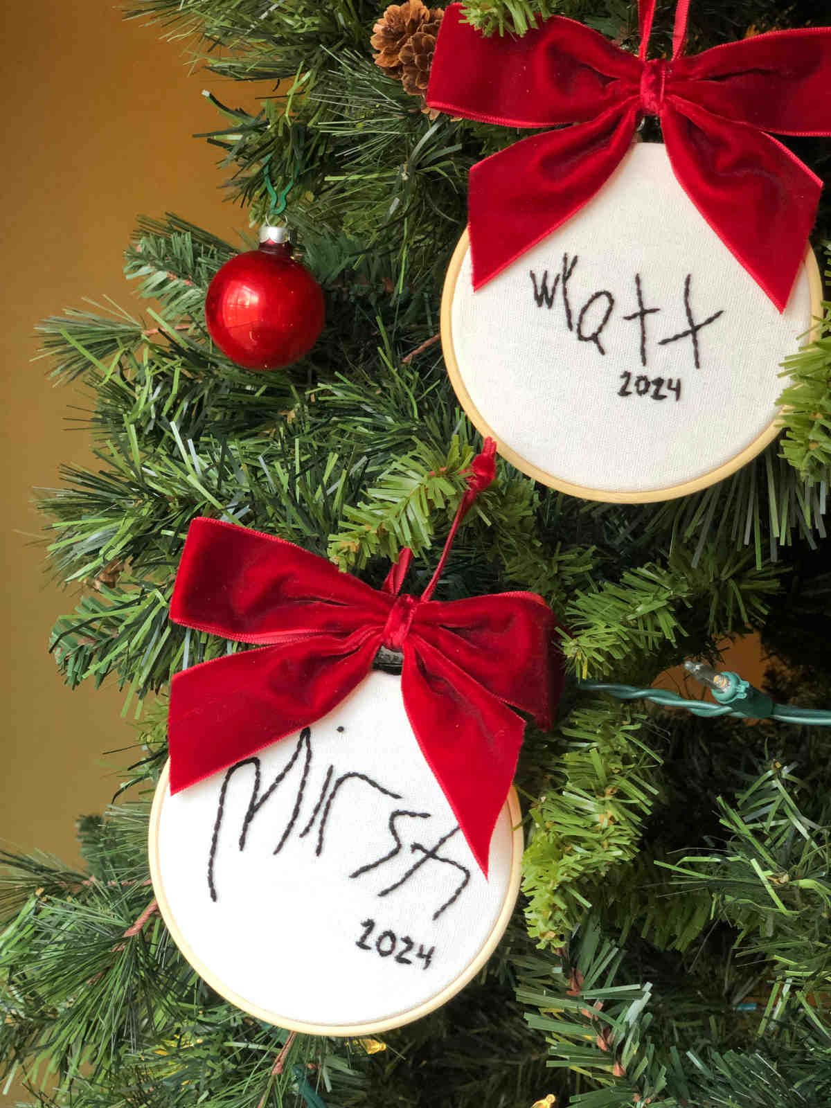 Child's Handwriting Embroidered Ornament DIY