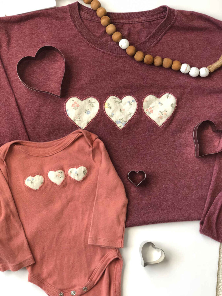 reverse applique heart shirts