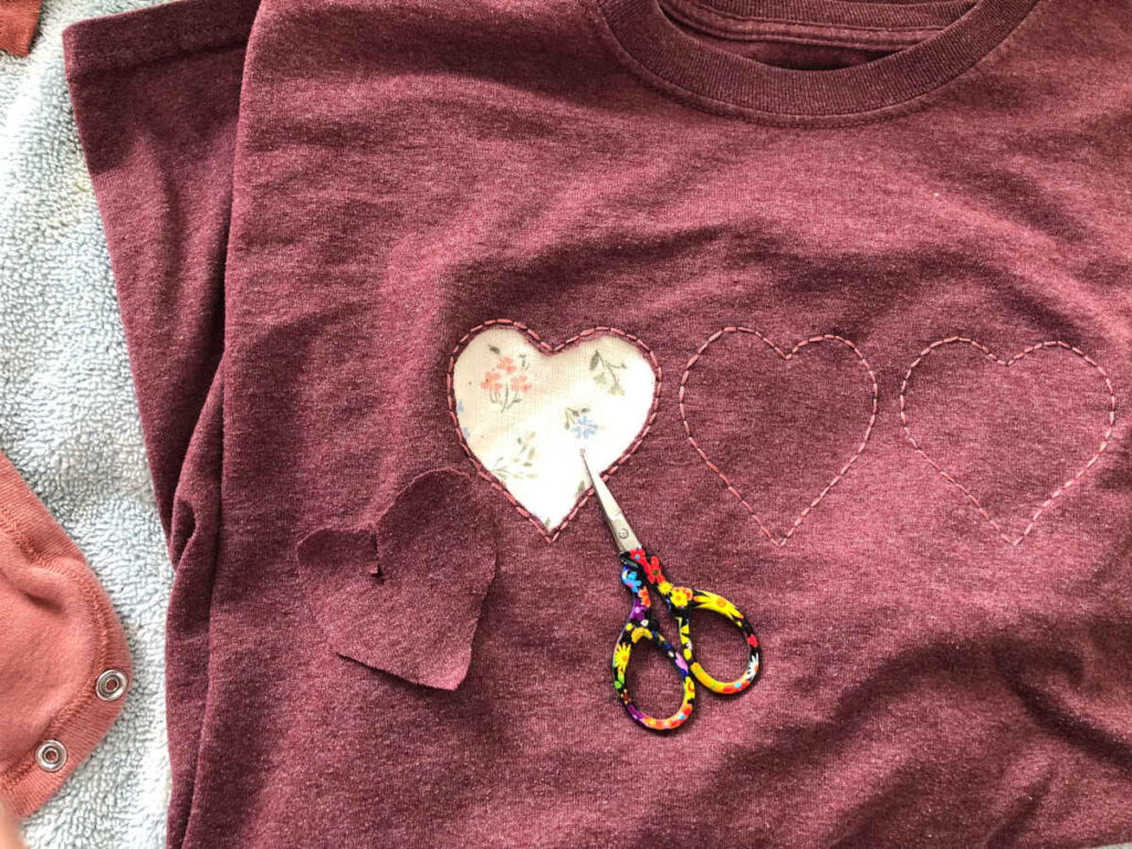 reverse applique hearts