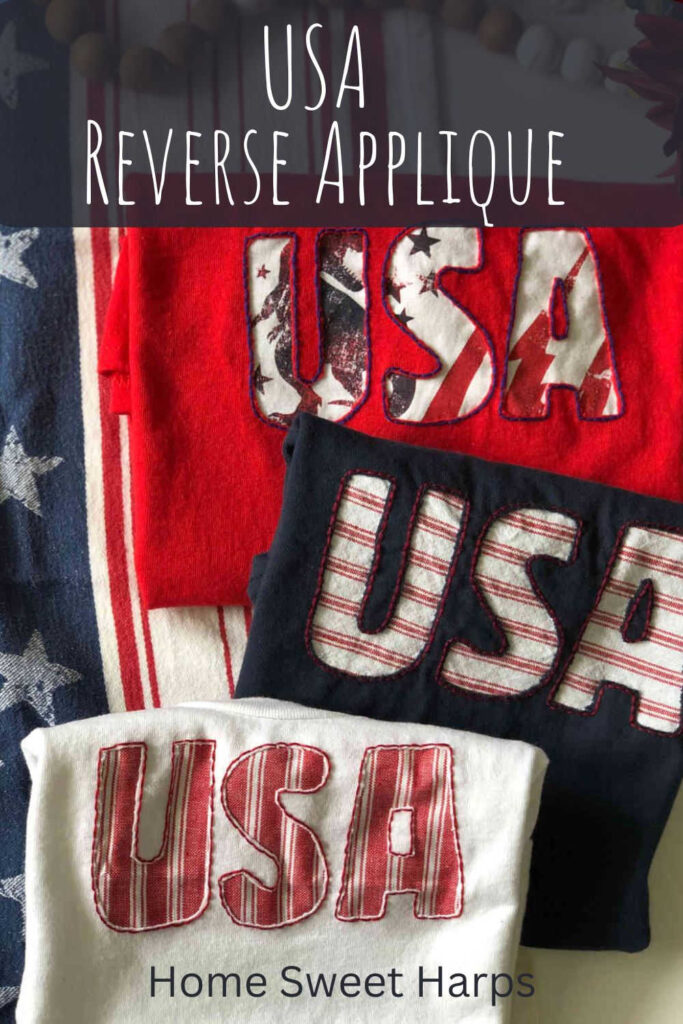 USA reverse applique tshirts PIN