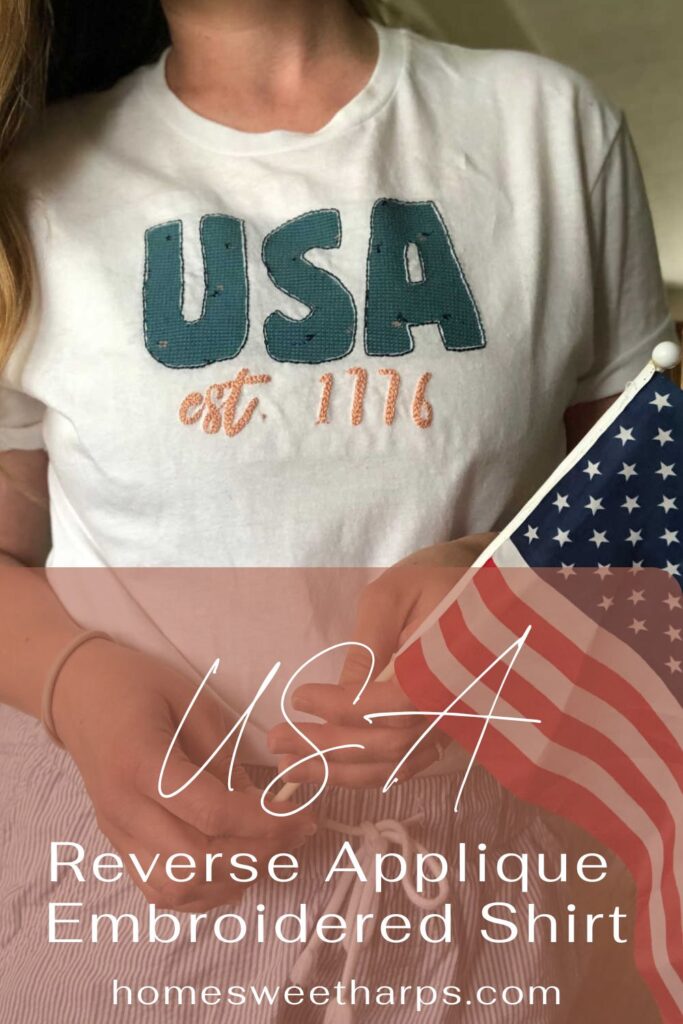 Girls USA reverse applique pin