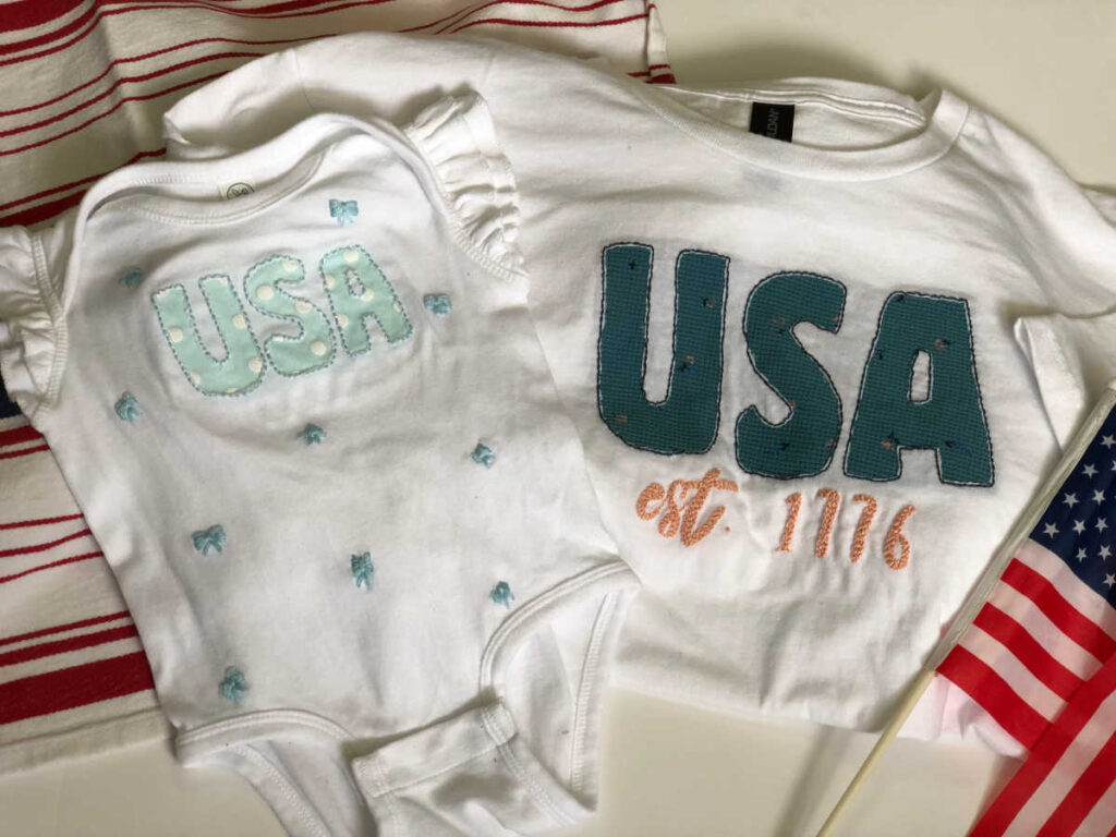 Girls reverse applique embroidered shirts